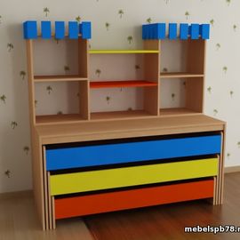 Кровать трехъярусная в тумбе 